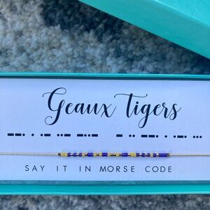 Dot & Dash Morse Code Bracelet in LSU Purple and Yellow